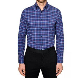 NWOT W.R.K Size 16 OMBRE 4 Way Stretch CHECK PERFORMANCE DRESS SHIRT MSRP $98
